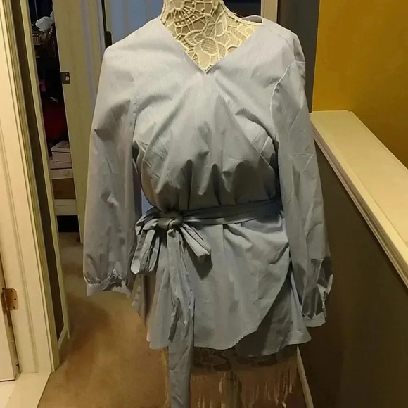 WOMEN LONG SLEEVE WRAP BLOUSE - Picture 3 of 6